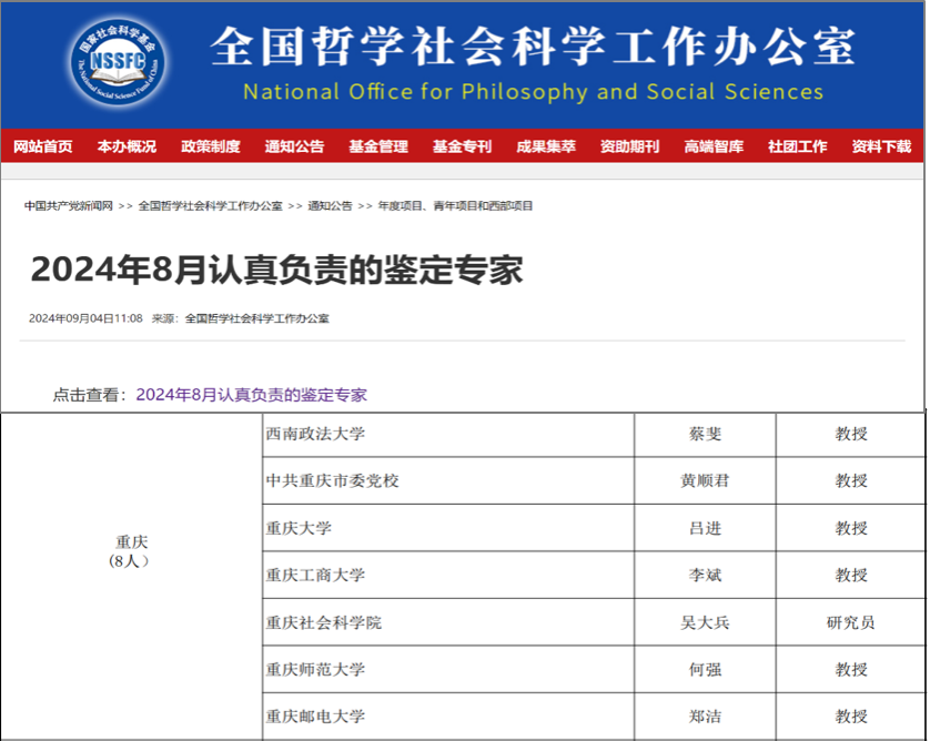 公司多位教师获评国家社科基金 “认真负责的鉴定专家”